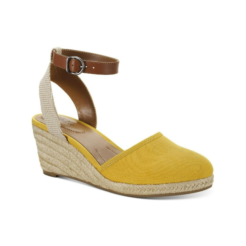 Style & Co Dark Yellow Mustard Espadrille Wedge Closed Toe Sandals SZ 10.5 M - Picture 2 of 13